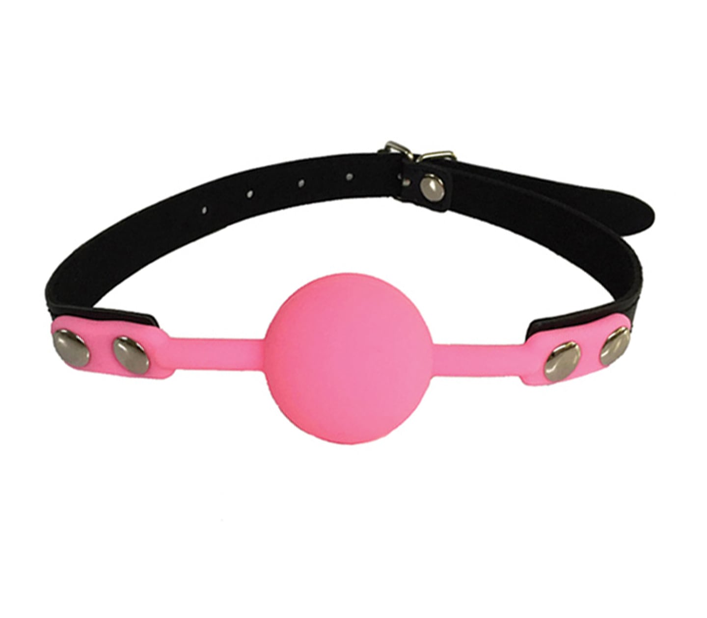 Love In Leather Fetish Play Gag with Silicone Ball Pink Bondage Gags and Bits