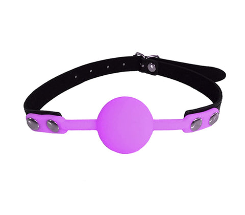 Love In Leather Fetish Play Gag with Silicone Ball - Bondage Gags and Bits