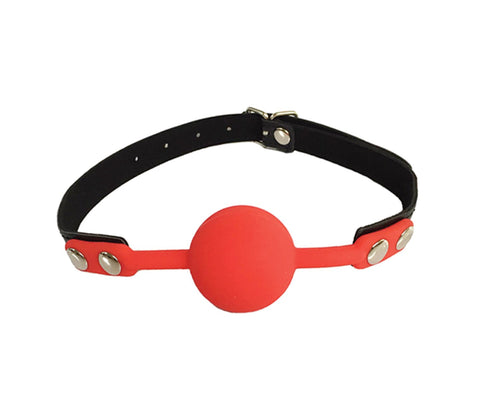 Love In Leather Fetish Play Gag with Silicone Ball - Bondage Gags and Bits