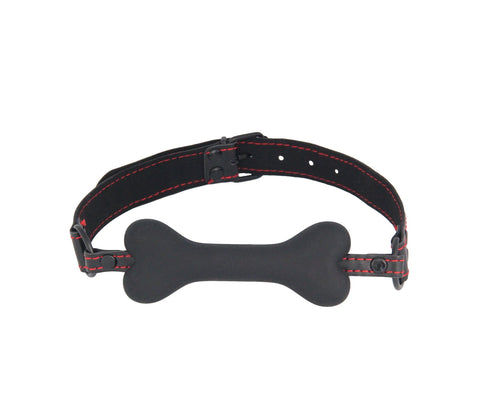 Love In Leather Solid Silicone BDSM Play Bone Gag - Bondage Gags and Bits