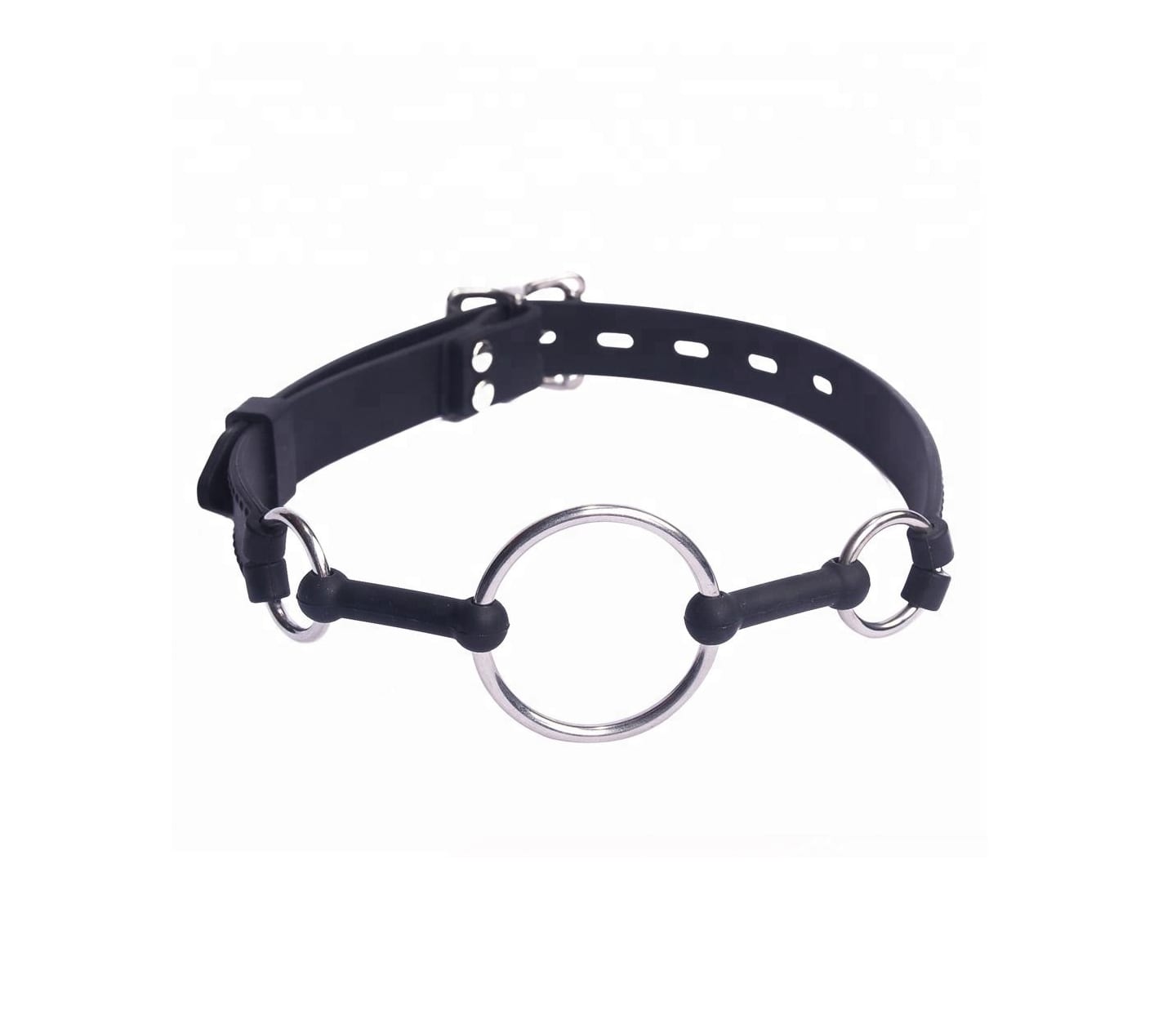 Love In Leather Metal and Silicone O-Ring Gag Black Bondage Gags and Bits