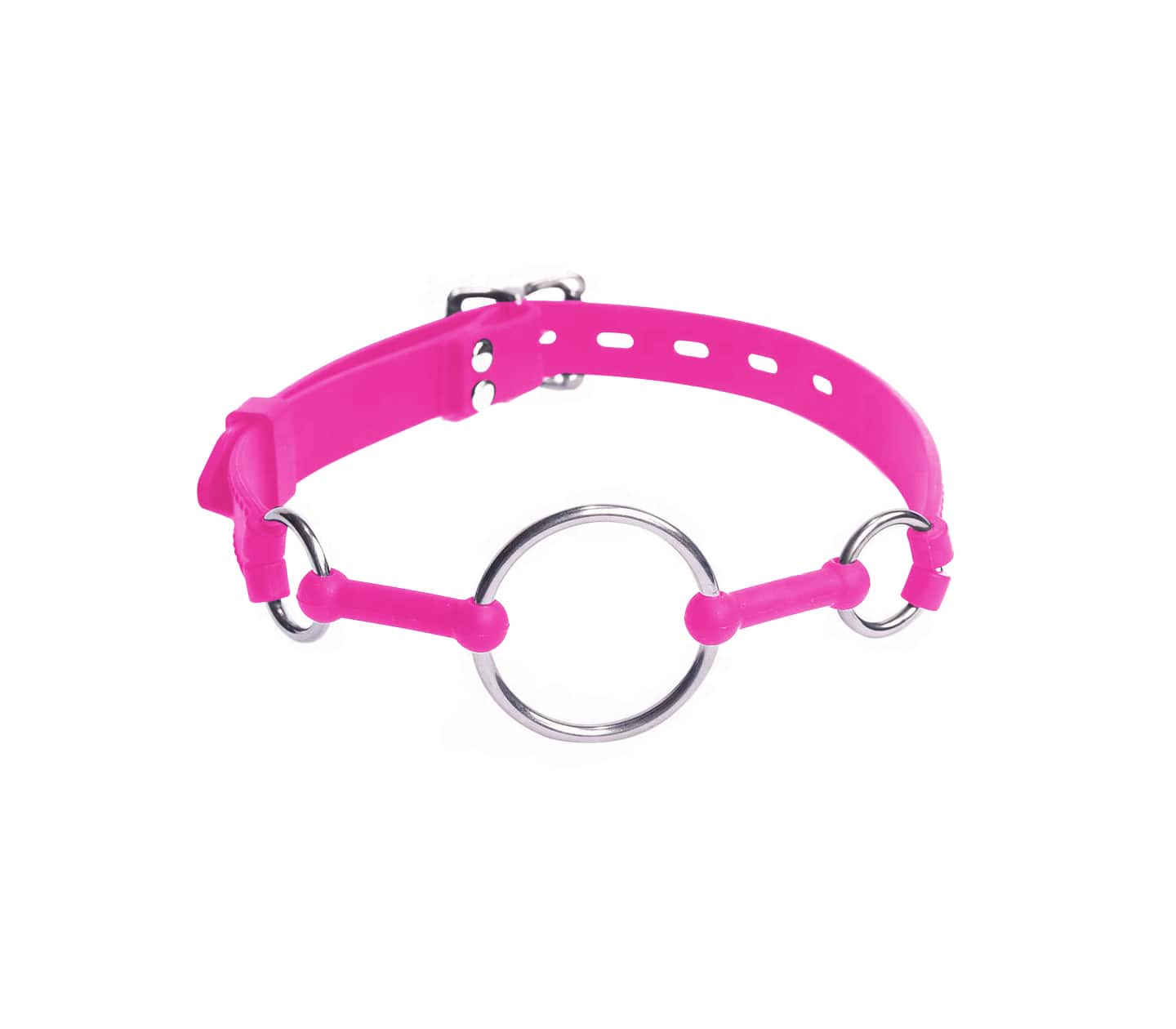 Love In Leather Metal and Silicone O-Ring Gag Pink Bondage Gags and Bits
