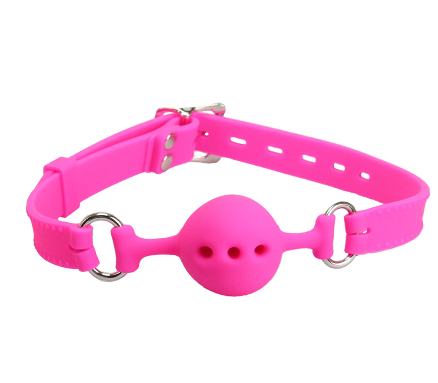 Love In Leather Silicone Gag with Petite Breathable Ball Pink Bondage Gags and Bits