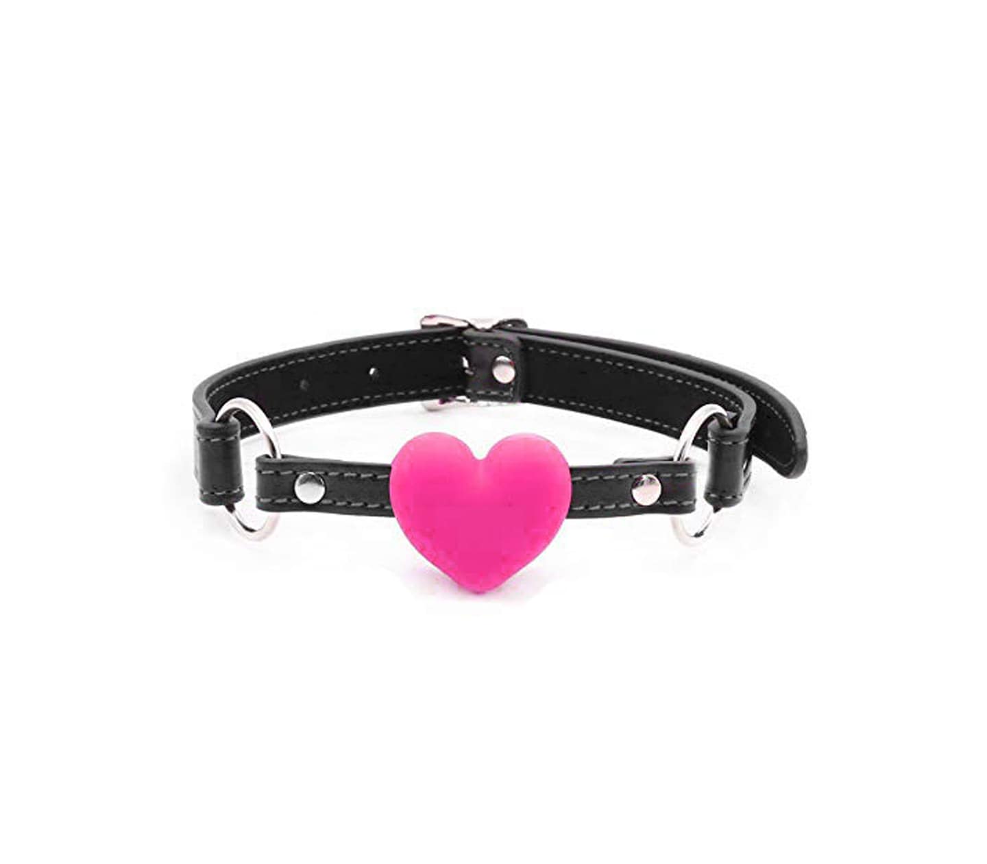 Love In Leather Faux Leather Gag With Silicone Heart Default Title Bondage Gags and Bits