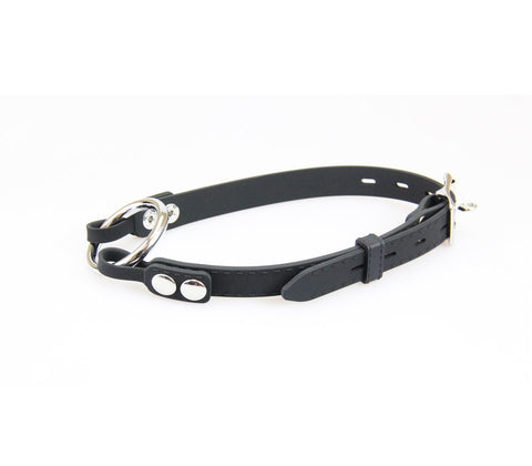 Love In Leather Silicone Gag With Metal O-Ring - Bondage Gags and Bits