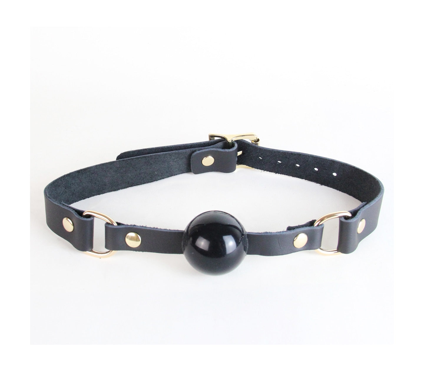 Love In Leather BDSM Gag With And Coloured hardware Gold Bondage Gags and Bits