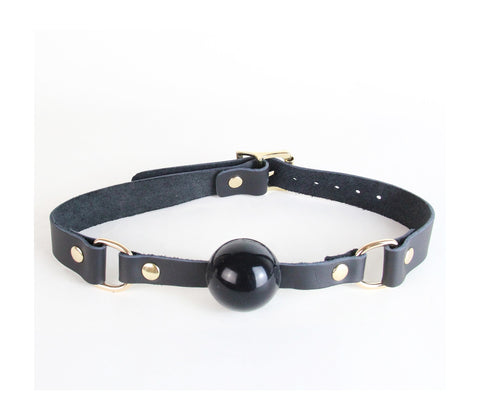 Love In Leather BDSM Gag With And Coloured hardware - Bondage Gags and Bits
