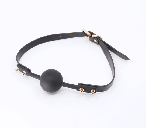 Love In Leather Studded Gag With Silicone Ball - Bondage Gags and Bits