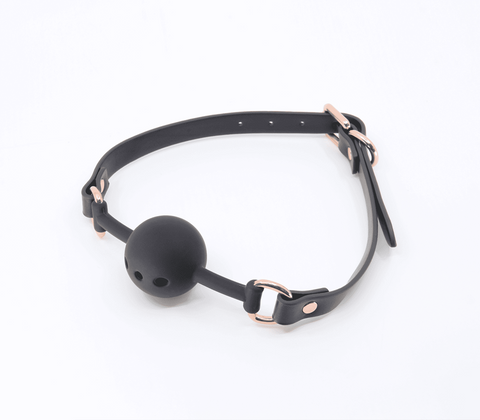 Love In Leather Breathable GAG With Silicone Ball - Bondage Gags and Bits