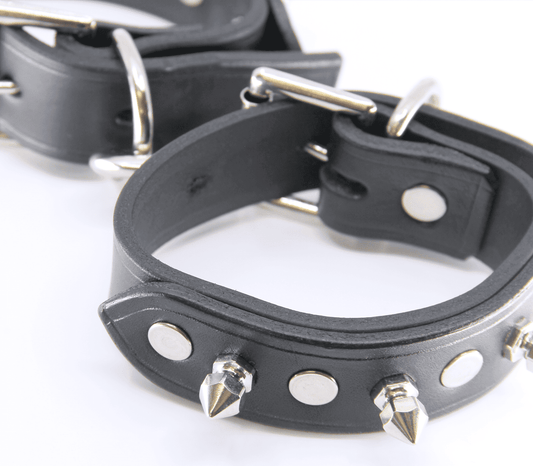 Love In Leather Spiked Leather Bondage Wrist Cuffs - Cuffs And Restraints
