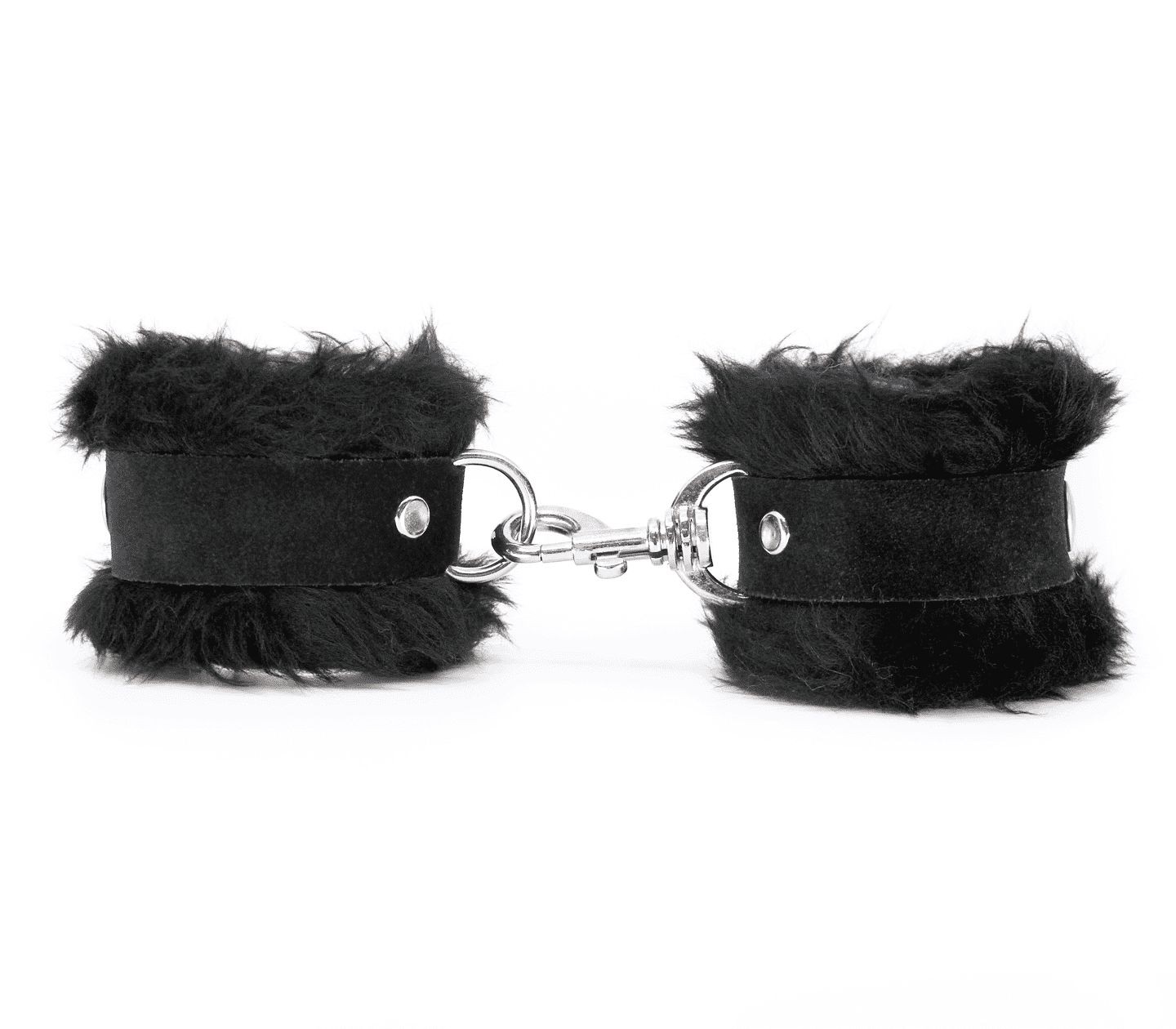Love In Leather Fluffy Cuffs with Suede Leather Strap Cuffs And Restraints
