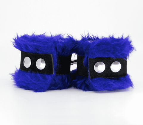 Love In Leather Fluffy Cuffs with Suede Leather Strap - Cuffs And Restraints