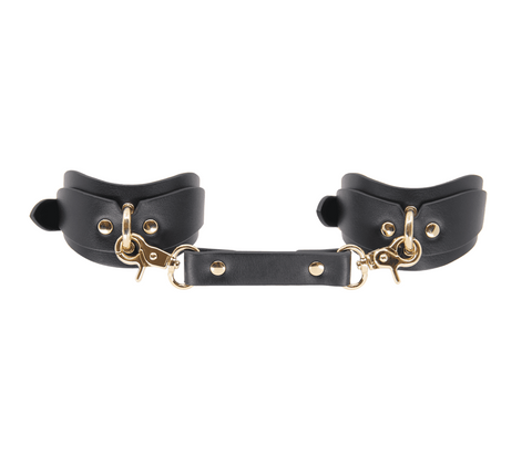 Love In Leather Shaped BDSM Play Wrist Cuffs - Cuffs And Restraints