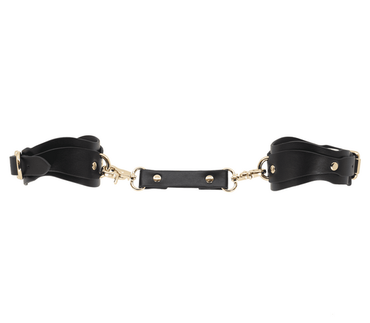 Love In Leather Shaped BDSM Play Wrist Cuffs - Cuffs And Restraints
