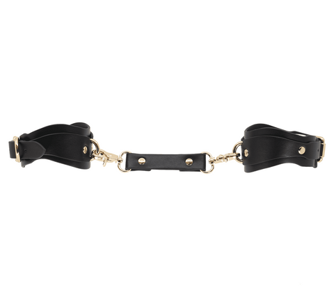 Love In Leather Shaped BDSM Play Wrist Cuffs - Cuffs And Restraints