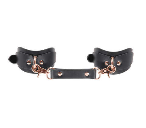 Love In Leather Shaped BDSM Play Wrist Cuffs - Cuffs And Restraints