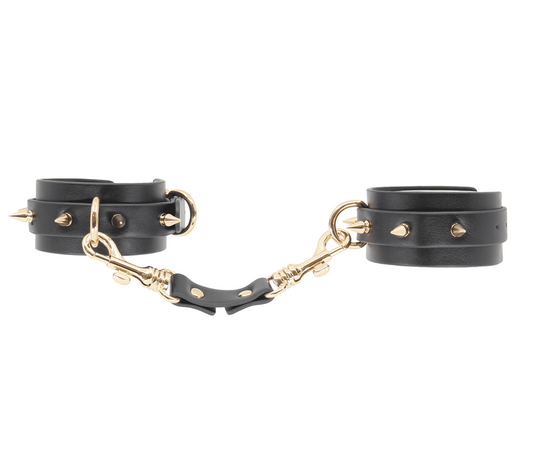 Love In Leather Spiked Faux Leather Wrist Cuffs - Cuffs And Restraints