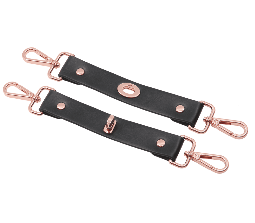 Love In Leather Bondage Play Hogtie Piece Rose Gold Cuffs And Restraints