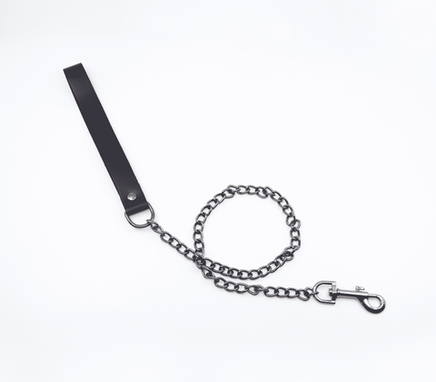 Love In Leather BDSM Chain Lead With Coloured Hardware - Collars and Leads