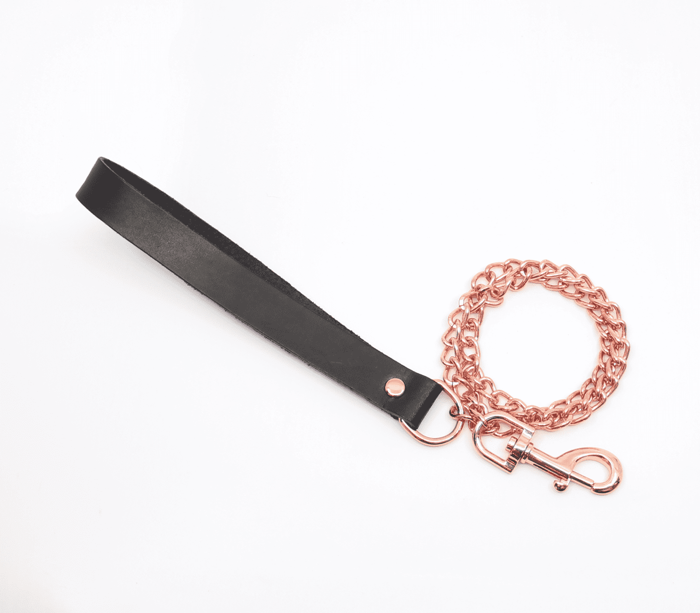 Love In Leather BDSM Chain Lead With Coloured Hardware Rose Gold Collars and Leads