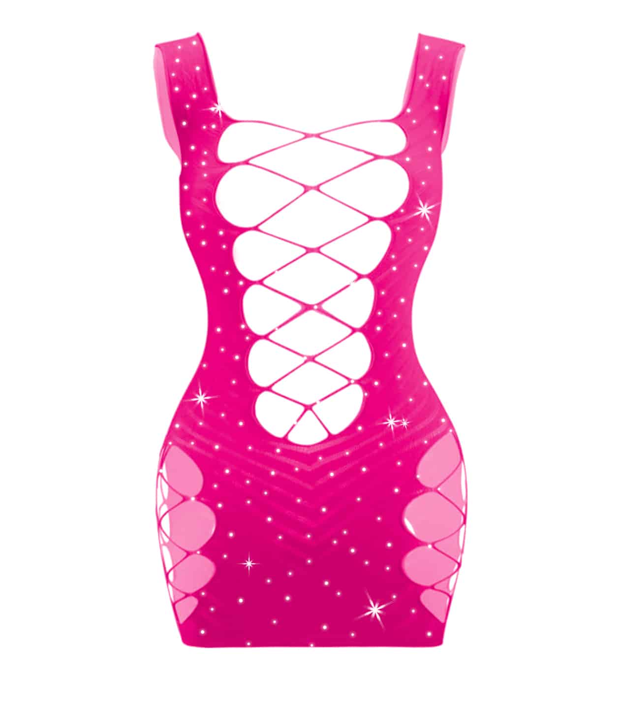 Love In Leather Sexy Womens Rhinestone Sleeveless Dress BabyDolls And Chemises