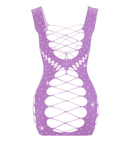 Love In Leather Sexy Womens Rhinestone Sleeveless Dress - BabyDolls And Chemises