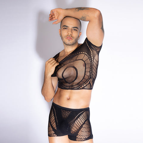 Love In Leather Sexy Extreme Plunge Boys Bodysuit - Mens Briefs And Boxers