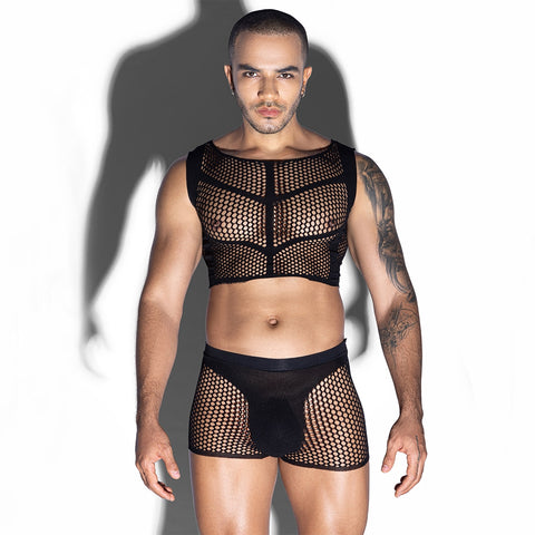 Love In Leather Mens Sleeveless Top & Trunks Set - Mens Briefs And Boxers