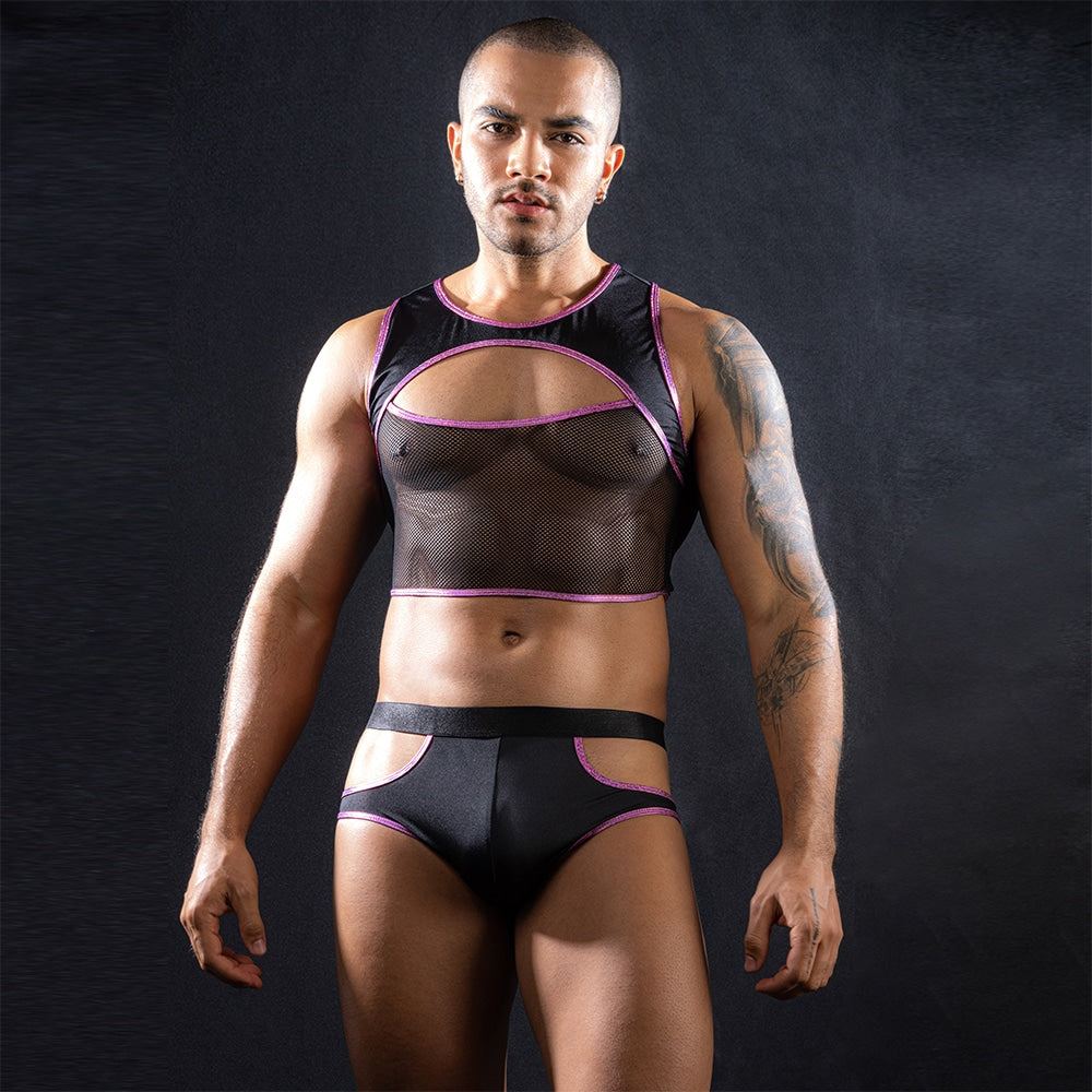 Love In Leather Sleeveless top & Trunks With Cut Outs Mens Briefs And Boxers