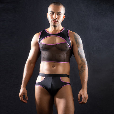 Love In Leather Sleeveless top & Trunks With Cut Outs - Mens Briefs And Boxers