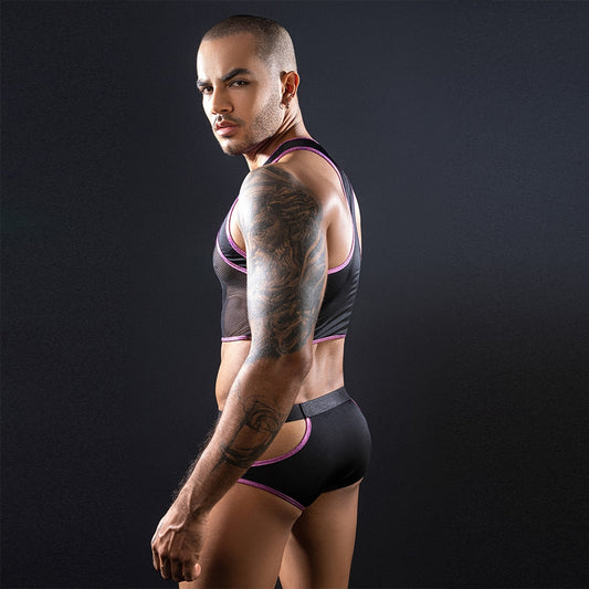 Love In Leather Sleeveless top & Trunks With Cut Outs Mens Briefs And Boxers