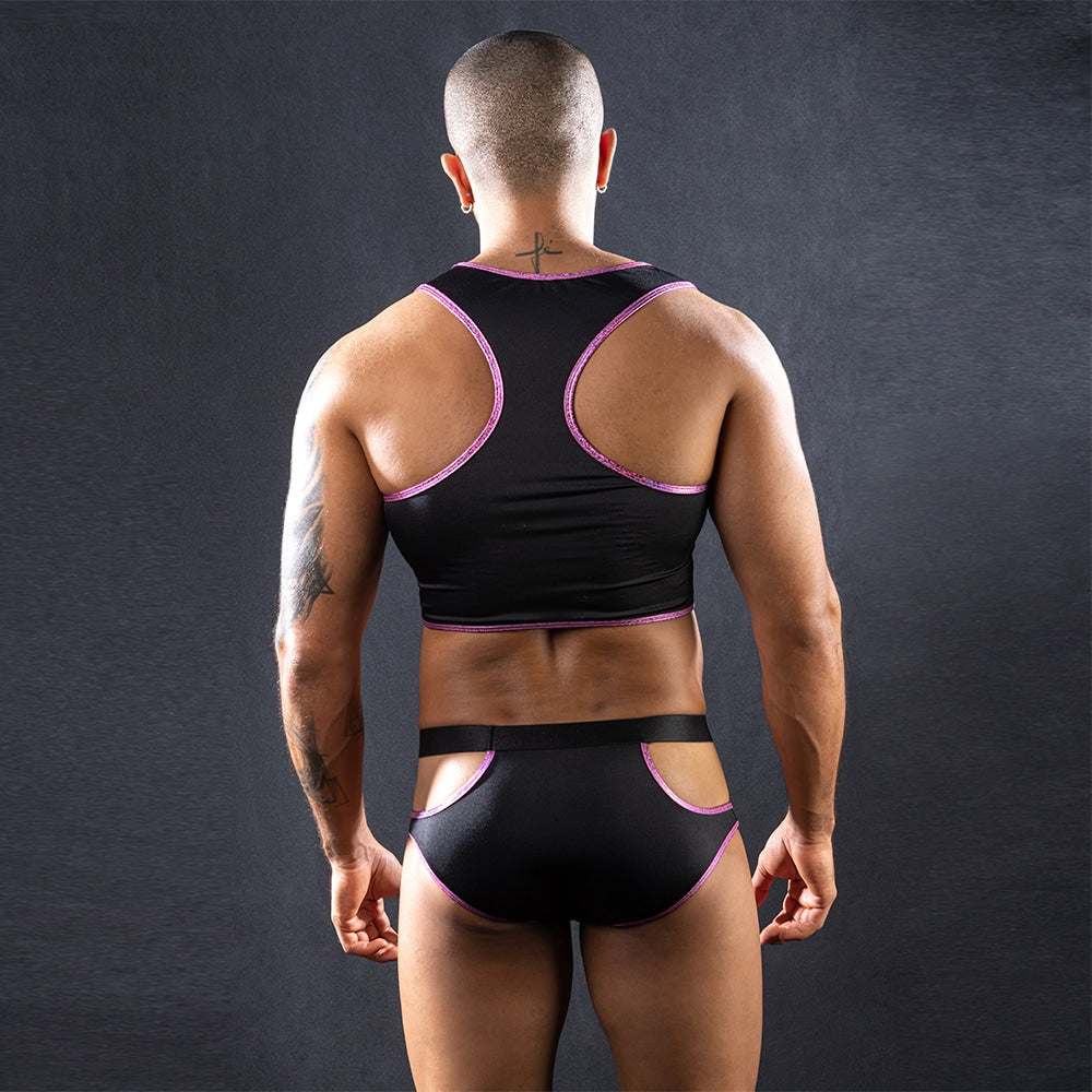 Love In Leather Sleeveless top & Trunks With Cut Outs Mens Briefs And Boxers