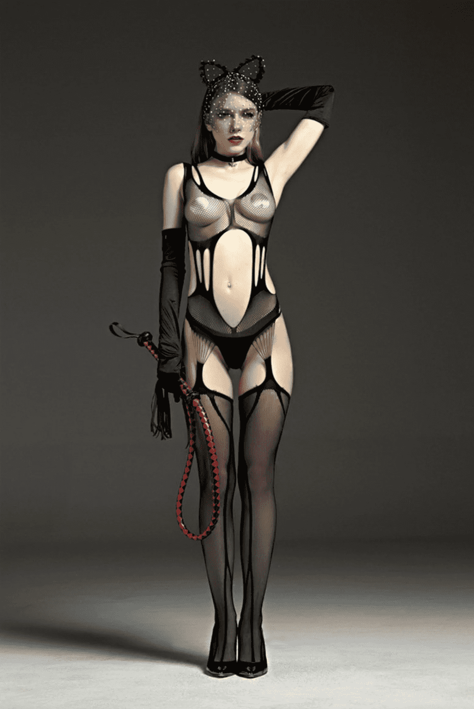 Rimes Bodysuit With Attached Garter Stockings Her Fetish