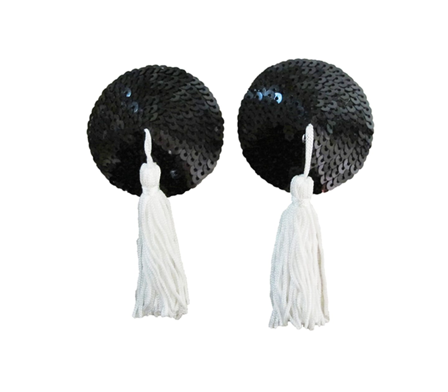 Love In Leather Round Sequin Nipple Tassels Black White Breast and Nipple Toys