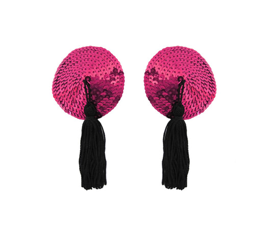 Love In Leather Round Sequen Sexy Nipple Tassels Hot Pink Breast and Nipple Toys