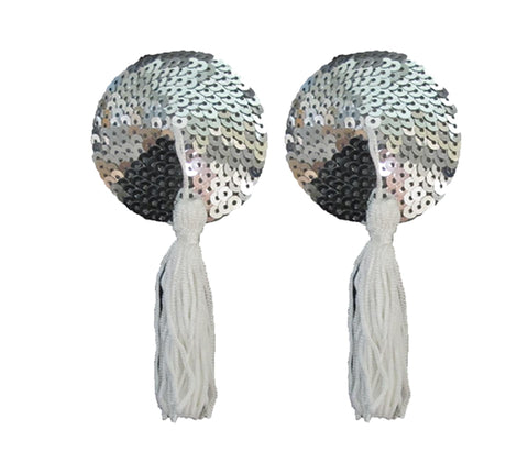 Love In Leather Round Sequin Nipple Tassels - Breast and Nipple Toys