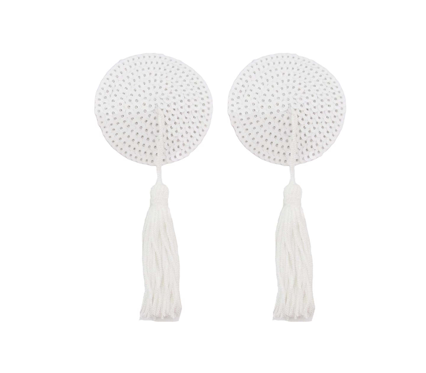 Love In Leather Round Sequin Nipple Tassels White Breast and Nipple Toys