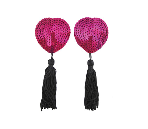 Love In Leather Heart Shape Nipple Tassels - Breast and Nipple Toys