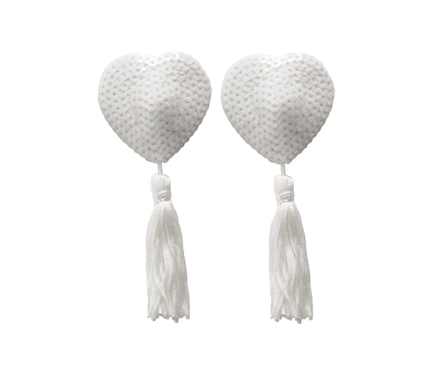 Love In Leather Heart Shape Nipple Tassels White Breast and Nipple Toys