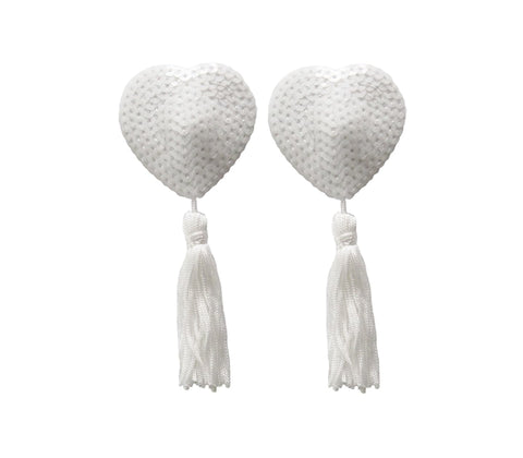 Love In Leather Heart Shape Nipple Tassels - Breast and Nipple Toys