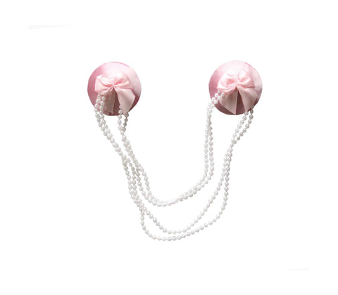 Love In Leather Beaded Chain Satin Pasties - Breast and Nipple Toys