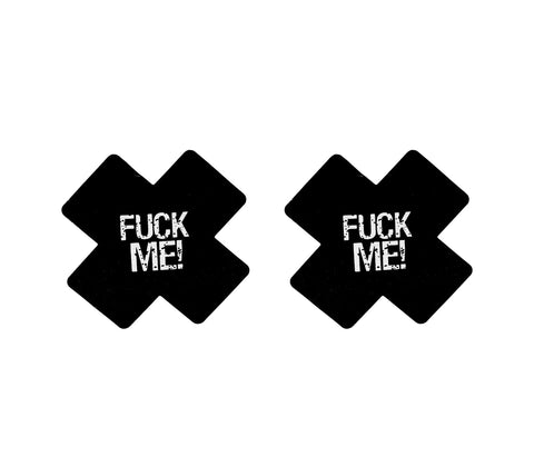 Love In Leather Fuck Me Satin Cross Nipple Pasties - Breast and Nipple Toys