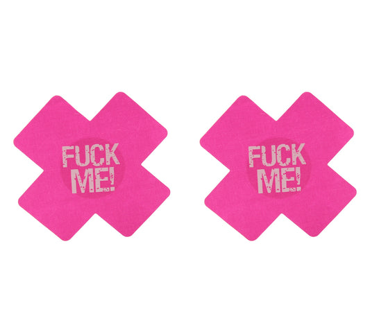 Love In Leather Fuck Me Satin Cross Nipple Pasties Pink Breast and Nipple Toys