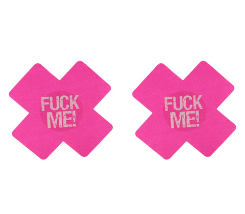 Love In Leather Fuck Me Satin Cross Nipple Pasties - Breast and Nipple Toys