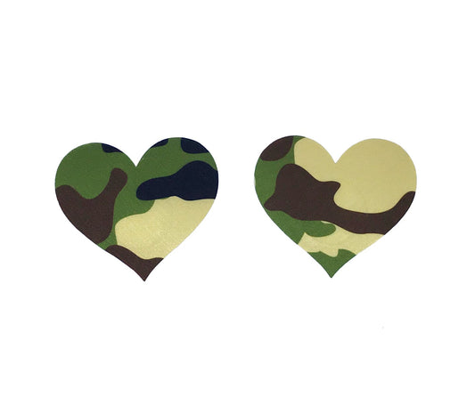 Love In Leather Satin Camo Print Heart Pasties Default Title Breast and Nipple Toys
