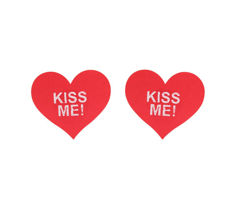 Love In Leather Kiss Me Heart Shape Nipple Pasties - Breast and Nipple Toys