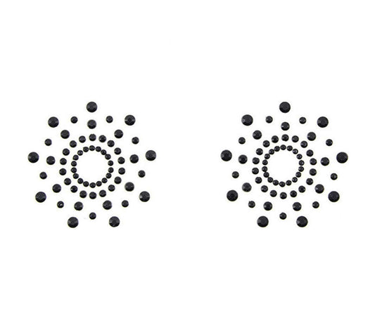 Love In Leather Rhinestone Tease Nipple Pasties Black Breast and Nipple Toys