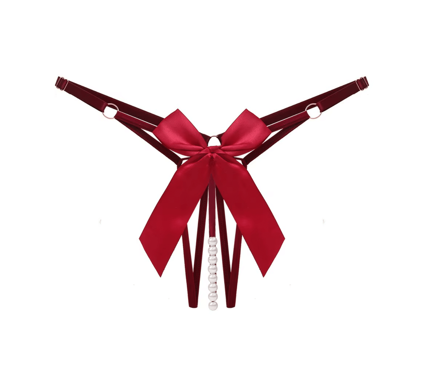 Love In Leather Mens Crotchless Pearl Panties Wine Mens Briefs And Boxers