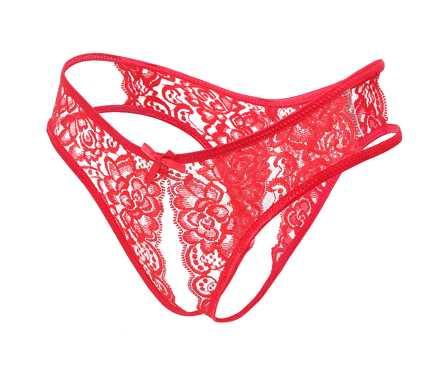 Love In Leather Full Lace Crotchless Lace Panties Red Small G-Strings, Panties and Shorts