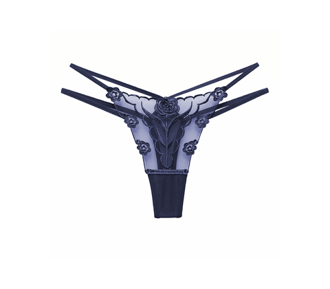 Love In Leather Womens Embroidered G-String Panties Dusk - G-Strings, Panties and Shorts